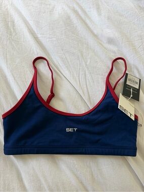 SET Active Navy Sports Bralette with Red Trim
